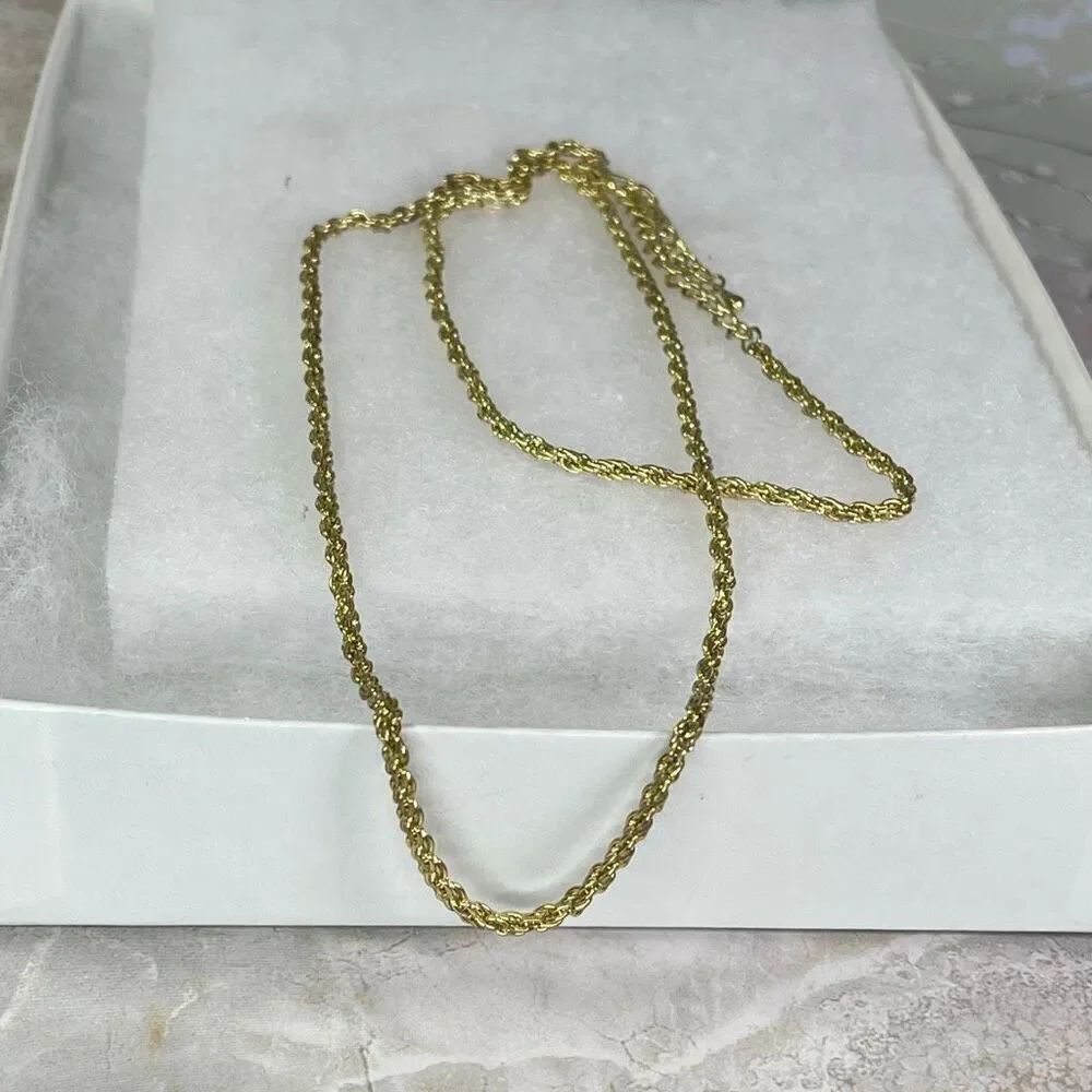 Vintage long faux gold chain rope necklace 25”